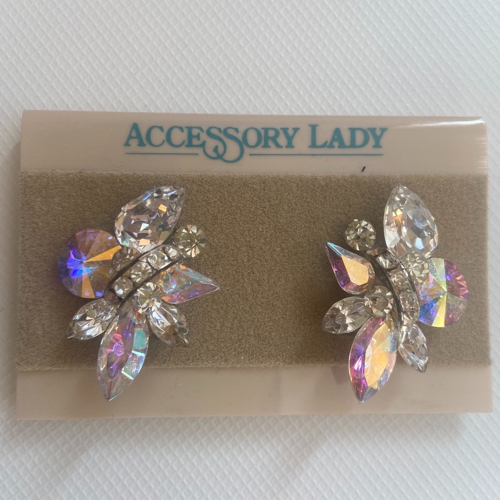 Crystal clip earrings - costume jewelry